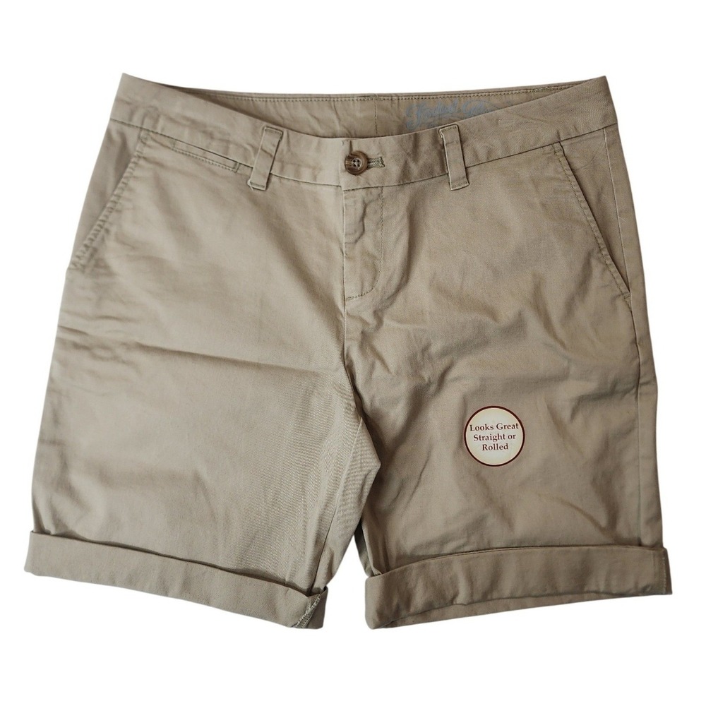 Faded Glory Chino Shorts 6 Tan Classic Cotton Preppy Casual Summer Capsule